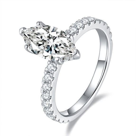 2 Carat Moissanite Rings for Women D Color VVS1 S925 Sterling Silver Marquise Cut Moissanite Promise Ring Simulated Diamond Engagement Ring Lab Created Diamond Ring
