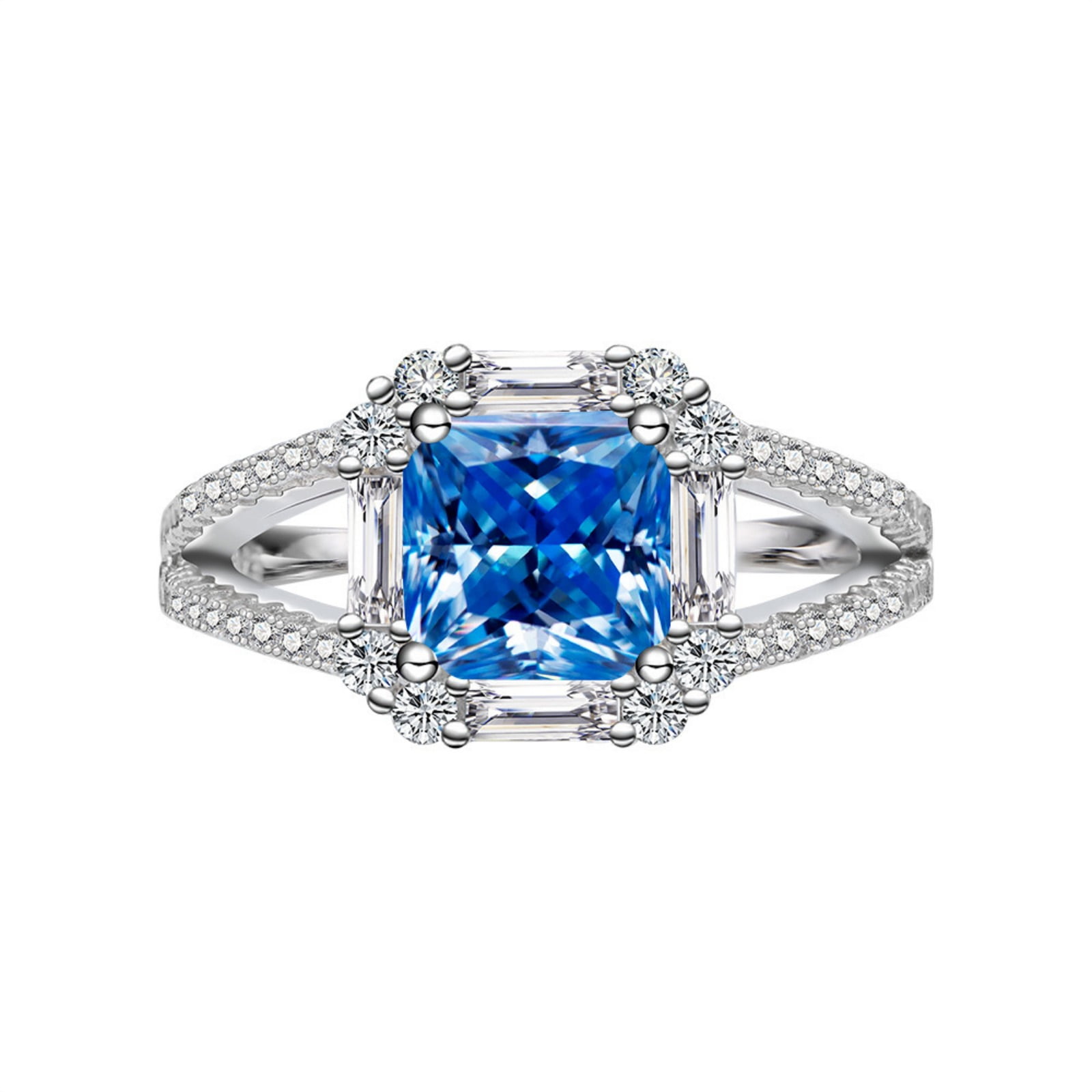 2 Carat Moissanite 925 Sterling Silver Square Shape Ring