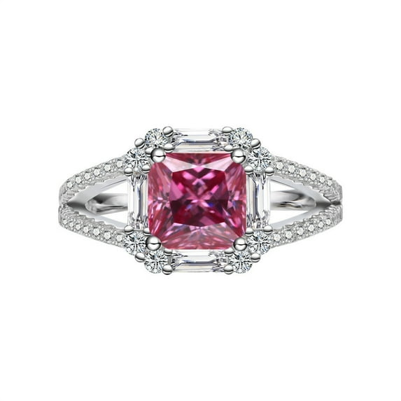 2 Carat Moissanite Rings for Women S925 Sterling Silver D Color VVS1 Princess Cut Moissanite Wedding Rings Lab Created Diamond Engagement Ring Promise Ring with Certificate