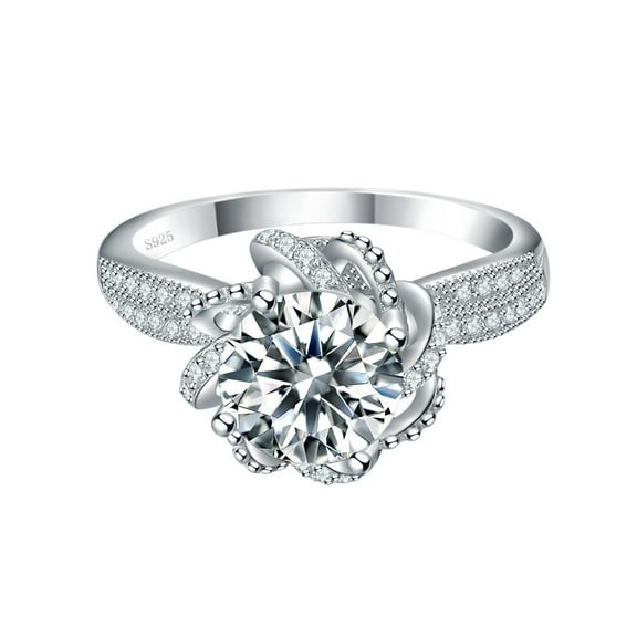 2 Carat Moissanite Rings for Women Simulated Diamond Promise Ring Fiancee Lab Grown Diamond Wedding Ring Lady Diamond Promise Ring S925 Sterling Silver D Color Moissanite Marry Ring