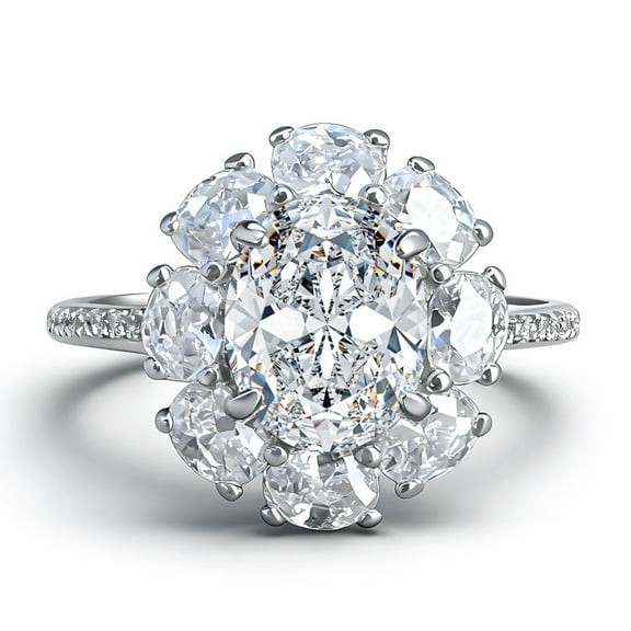 2 Carat Moissanite Rings for Women D Color VVS1 Clarity Oval Diamond Ring 925 Sterling Silver Promise Wedding Engagement Ring Size 5-9