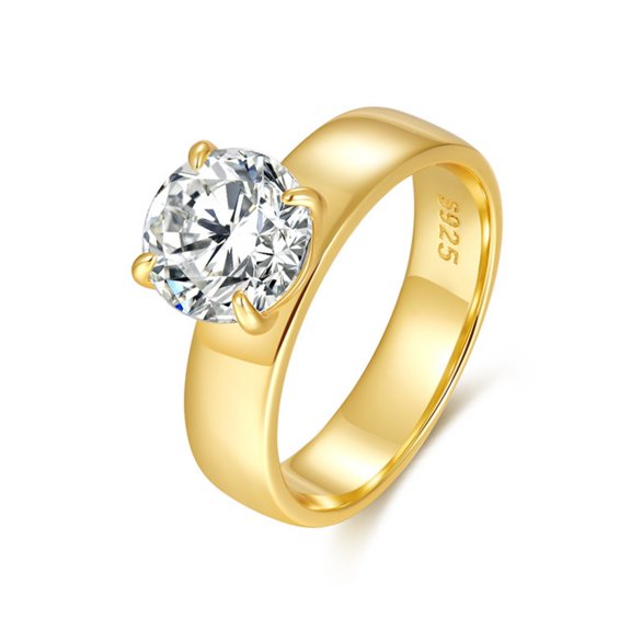 2 Carat Moissanite Solitaire Rings for Women Round 8MM D Color VVS1 Clarity Gold Diamond Ring 925 Sterling Silver Lady Promise Rings Engagement Wedding Bands