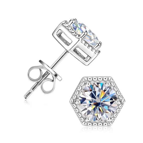 2 Carat Moissanite Stud Earrings D Color VVS1 Gold Stud Earrings for Women Hypoallergenic 925 Sterling Silver Earring Jewelry