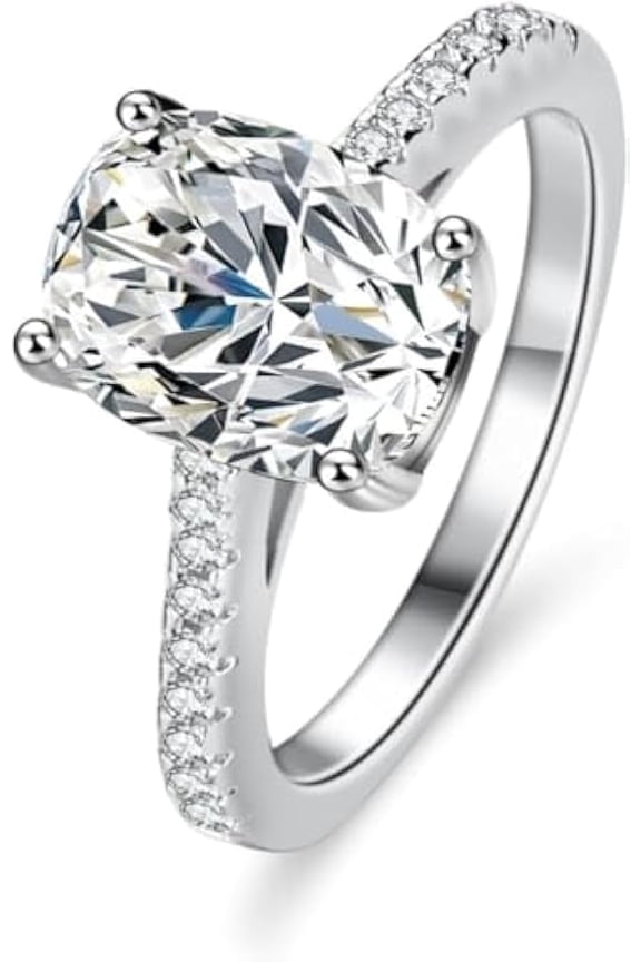 2 Carat Moissanite Wedding Ring Set for Bridal Set D-Color Moissanite Rings for Women Simulated Diamond Promise Ring Fiancee Lab Grown Diamond Engagement Rings Lady with Certificate