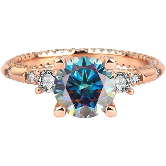 2 Carat Moissanite Wedding Ring for Women Engagement Rings for Women Diamond 18K Rose Gold Plated 925 Sterling Silver Moissanite Diamond Promise Ring Womens Diamond Rings