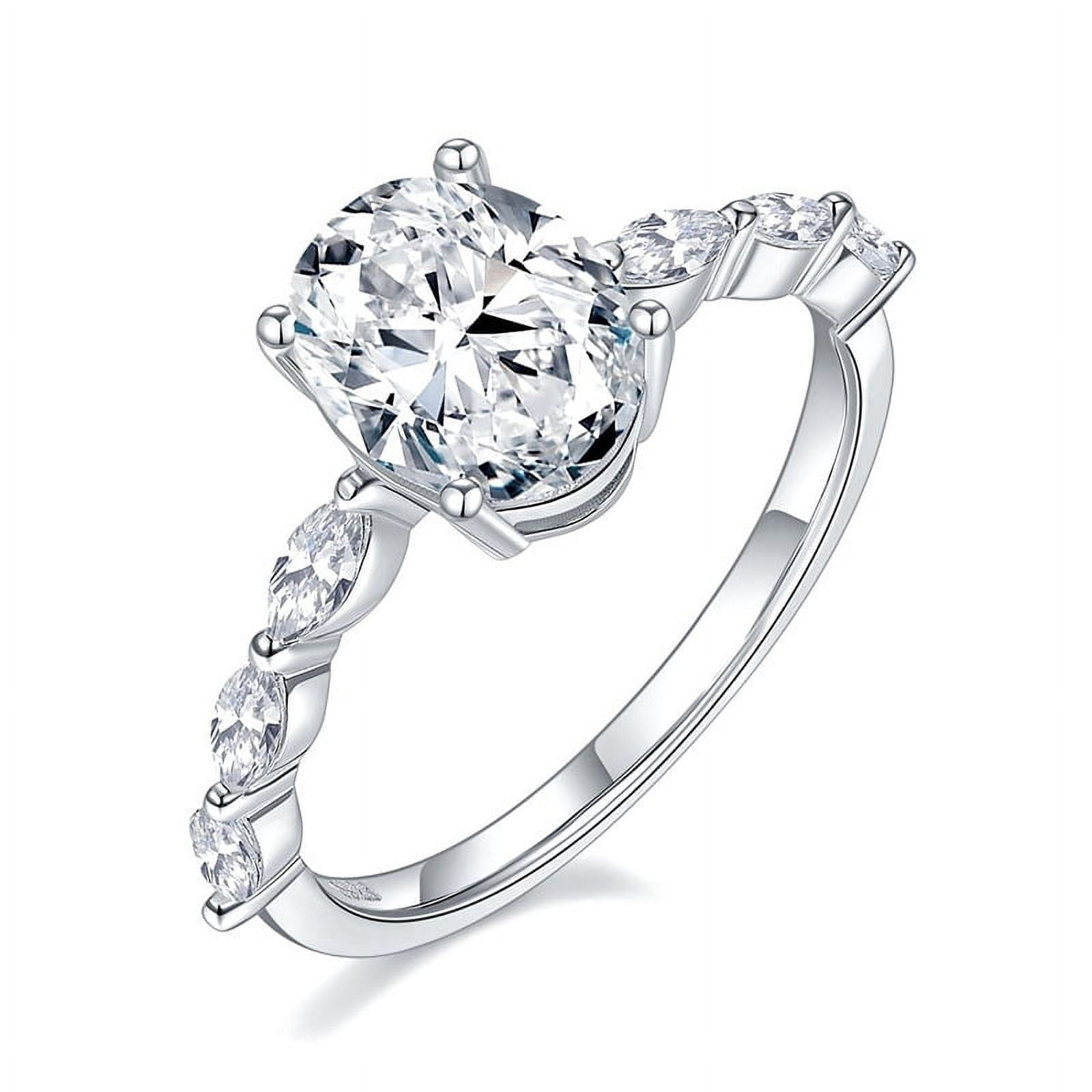 2 Carat Moissanite Wedding Ring for Women Engagement Rings for Women Diamond 18K White Gold Plated 925 Sterling Silver Moissanite Diamond Promise Ring Womens Diamond Rings