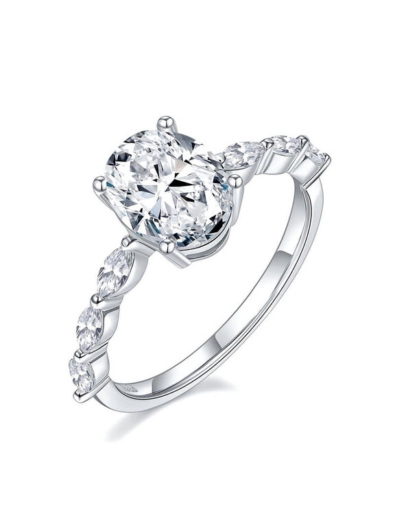 2 Carat Moissanite Wedding Ring for Women Engagement Rings for Women Diamond 18K White Gold Plated 925 Sterling Silver Moissanite Diamond Promise Ring Womens Diamond Rings