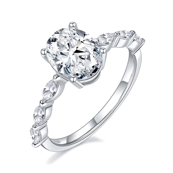 2 Carat Moissanite Wedding Ring for Women Engagement Rings for Women Diamond 18K White Gold Plated 925 Sterling Silver Moissanite Diamond Promise Ring Womens Diamond Rings