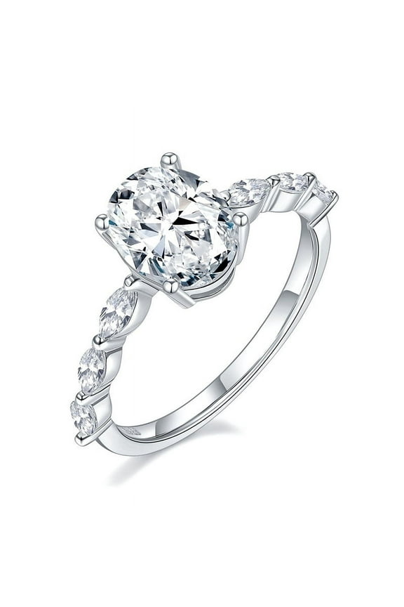 2 Carat Moissanite Wedding Ring for Women Engagement Rings for Women Diamond 18K White Gold Plated 925 Sterling Silver Moissanite Diamond Promise Ring Womens Diamond Rings