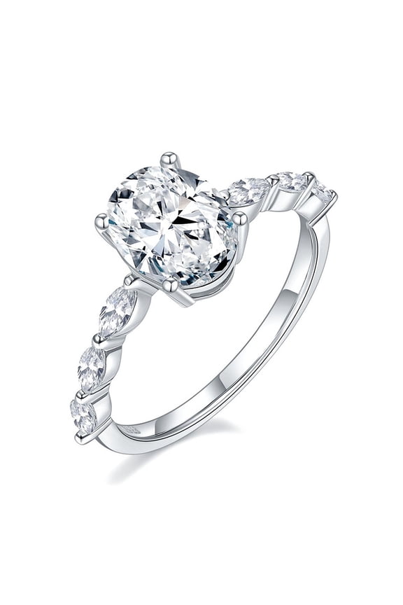 2 Carat Moissanite Wedding Ring for Women Engagement Rings for Women Diamond 18K White Gold Plated 925 Sterling Silver Moissanite Diamond Promise Ring Womens Diamond Rings