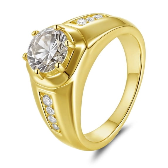 2 Carat Moissanite Wedding Ring for Men D Color VVS1 Clarity Gold Engagement Ring 925 Sterling Silver Statement Rings Size 7-12