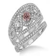 thumbnail image 1 of 2 Carat Morganite & Diamond Trilogy set Ring on 10k White Gold, 1 of 2