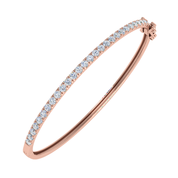 2 Carat Natural Diamond Womens Bangle Bracelet in 14K Rose Gold - IGI Certified