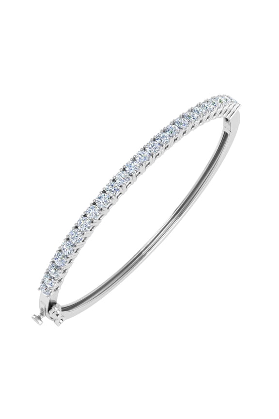 2 Carat Natural Diamond Womens Bangle Bracelet in 14K White Gold (SI1-SI2 Clarity) (7 Inch)