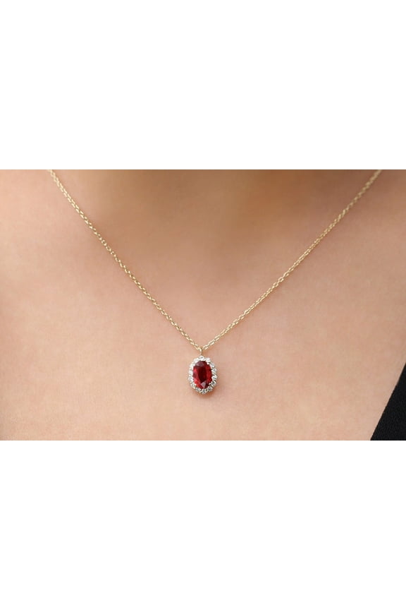 2 Carat Natural Oval Cut Ruby in Gold Plated Jewelry Birthday Gift For Women