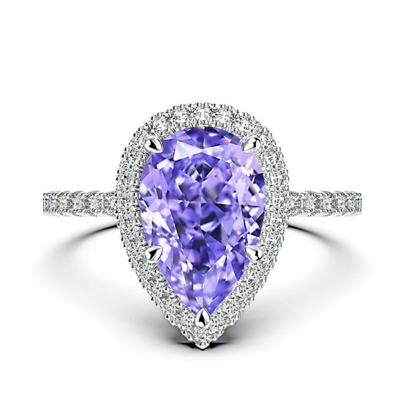 2 Carat Pear Shaped Engagement Ring for Women 14K Gold Plated 925 Sterling Silver Statement Ring Glamorous Cocktail Ring CZ Simulated Diamond Rings