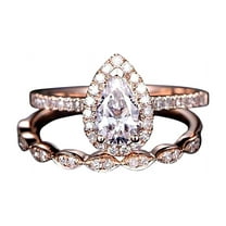 2 Carat Pear cut Moissanite and Moissanite Bridal Set with 18k Gold Plating