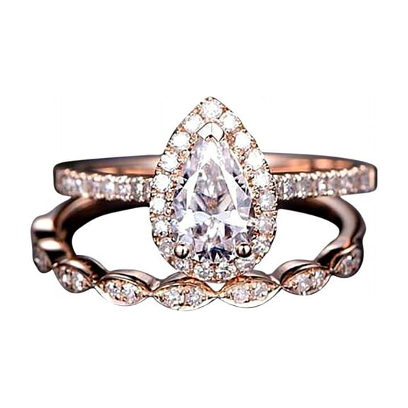 2 Carat Pear cut Moissanite and Moissanite Bridal Set with 18k Gold Plating