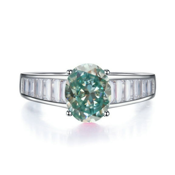 2 Carat Pink/Blue/Champagne Moissanite Rings for Women D Color VVS1 925 Sterling Silver Oval Cut Moissanite Engagement Rings Lab Created Diamond Promise Rings Simulated Diamond Rings