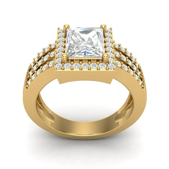 Mooneye 2 Ctw Princess Cut Moissanite Women Engagement Cluster Ring 925 Sterling Silver Gold Vermeil
