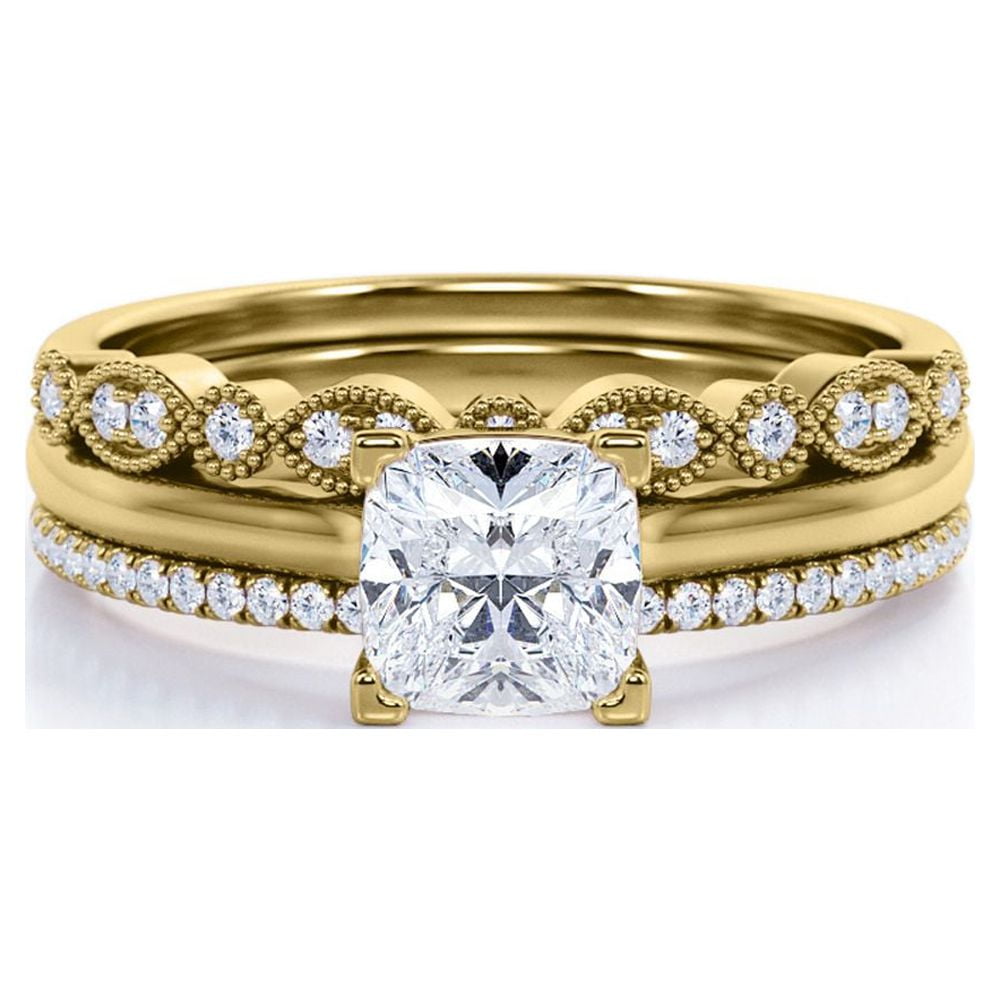 Moissanite 1.25ct Square Double Halo Wedding Set – Silver Finish
