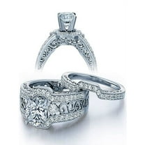 2 Carat Princess cut Diamond Vintage Wedding Ring Set in White Gold