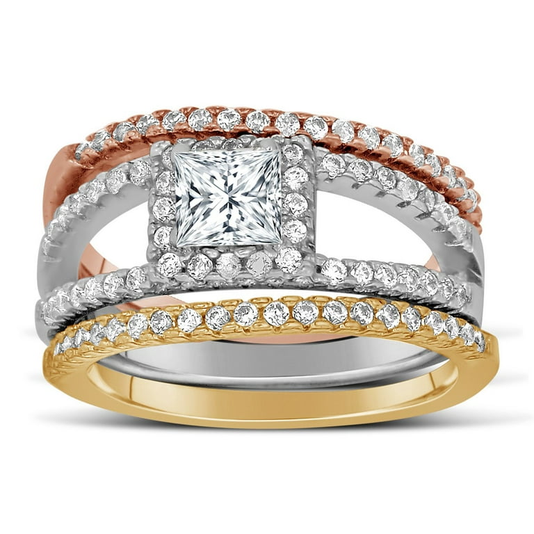 Tri color hotsell wedding ring sets