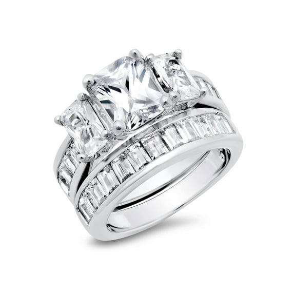 2 Carat Radiant Cut Cubic Zirconia CZ Sterling Silver Women's Wedding Engagement Ring Set Sz 6