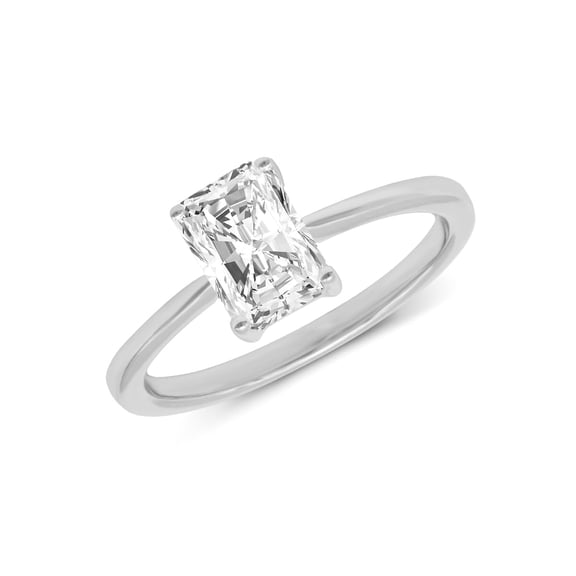 2 Carat - Radiant Shape Lab Grown Basket Regular Shank Setting Solitaire Diamond Engagement Ring in 14K White Gold(Ring Size: 8.5)