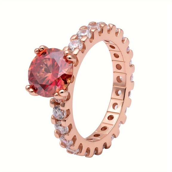 2 Carat Red Moissanite Sparkle Ring - 18K Gold Plated, S925 Silver, Casual Fashion Ring for Girlfriend, Women, Wedding, Promise, Engagement
