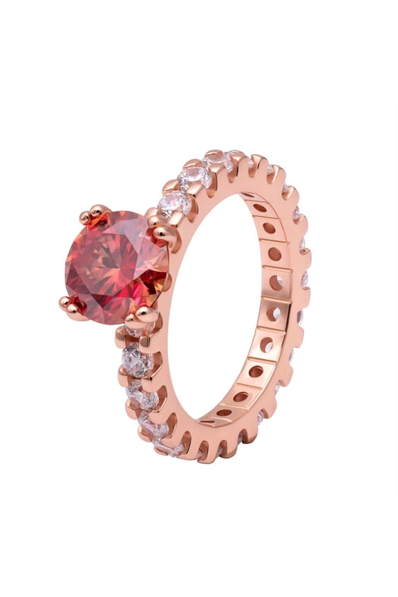 2 Carat Red Moissanite Sparkle Ring - 18K Gold Plated, S925 Silver, Casual Fashion Ring for Girlfriend, Women, Wedding, Promise, Engagement