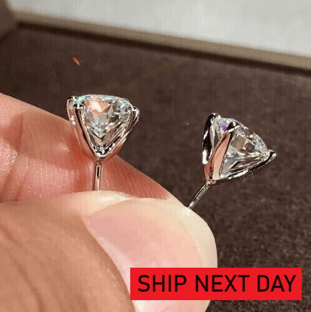 2 Carat Round Brilliant Cut Stud Earrings D Color VVS1 Simulated Diamond Sterling Silver Earrings Gift for Women