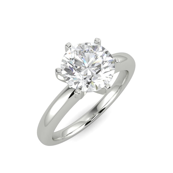2 Carat Round Brilliant Moissanite Solitaire Engagement Ring in 14k White Gold (G-H, VS, cttw) 6-Prong Size 4 by Beverly Hills Jewelers