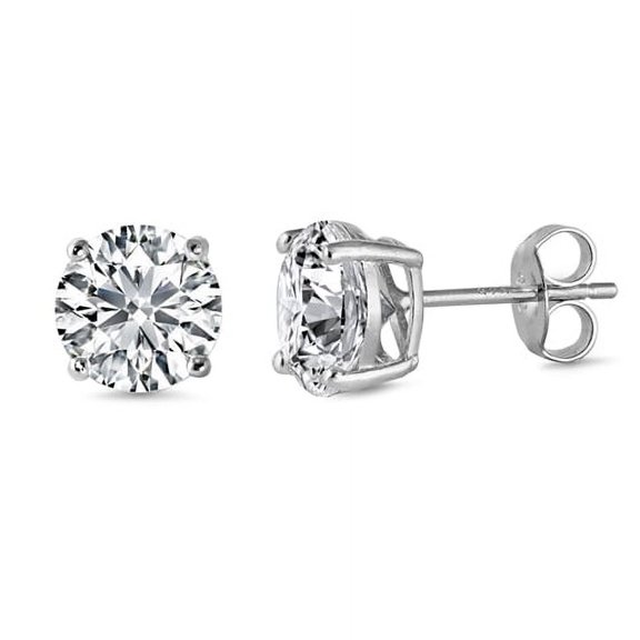 2 Carat Round CZ Stud Earrings Sterling Silver High Quality Extra Large