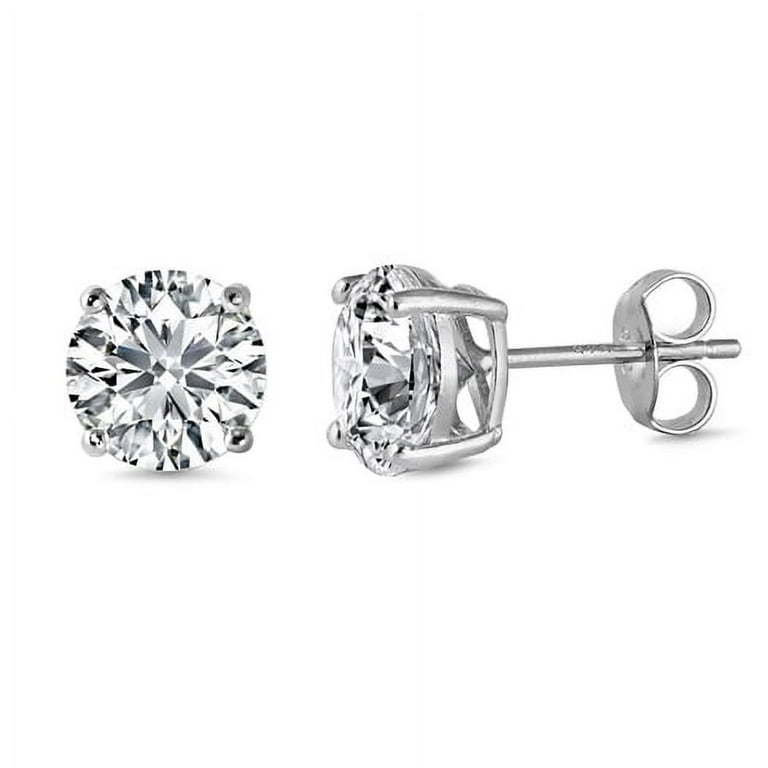 Carat Round CZ Stud Earrings Sterling Silver High Quality Extra