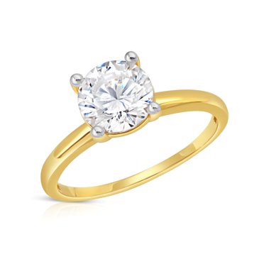 Lanyjewelry Women's 10mm Round CZ Solitaire Engagement Ring – Stainless Steel, High Sit, Silver
