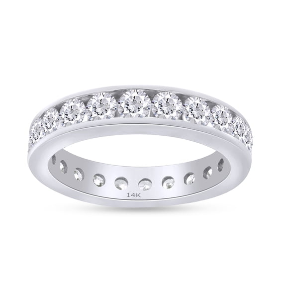 2 Carat Round Cut Lab Created Moissanite Diamond Full Eternity Engagement Wedding Band Ring In 14k White Gold(G-H Color,VVS1 Clarity,2.00 Cttw)-5