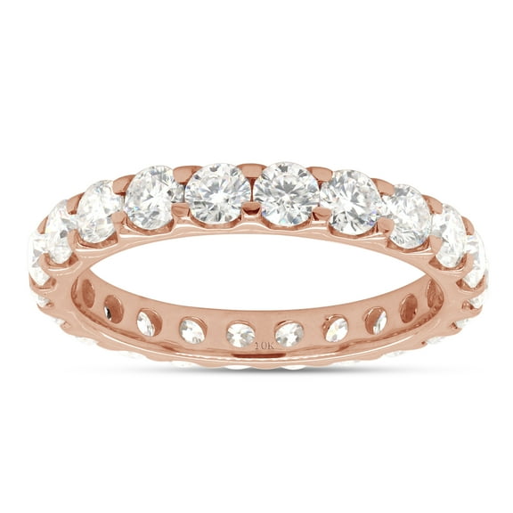 AFFY 2CT Moissanite Diamond Full Eternity Stackable Wedding Band Ring in 10K Solid Rose Gold Jewelry For Women-4