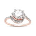 thumbnail image 1 of 2 Carat Round Cut Lab Created Moissanite Diamond Two Tone Swirl Bypass Engagement Ring For Women In 14K Rose Gold Over Sterling Silver (G-H Color, VVS1 Clarity, 2 Cttw) Size - 5, 1 of 8