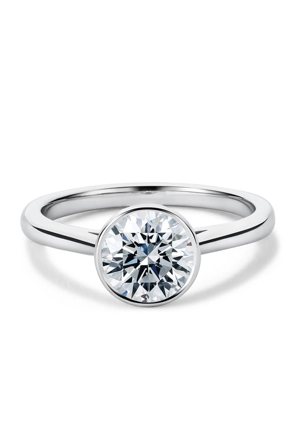 2 Carat Round Cut Moissanite Solitaire Ring Bezel Set Promise Ring Classsic Diamond Ring