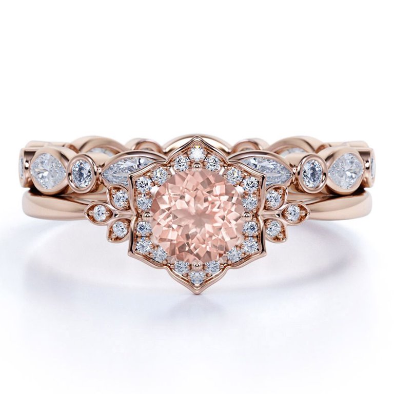 18K Rose Gold Round Cut 2 Carat Moissanite Blossom Engagement Ring