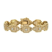 2 Carat Round and Princess Cut Diamond Link Bracelet in 18K Yellow Gold over Sterling Silver 7 Inch