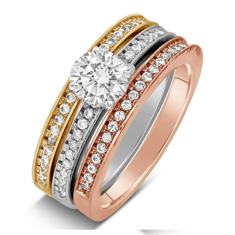 Tri color engagement ring top