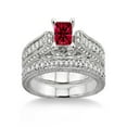 thumbnail image 1 of 2 Carat Ruby & Diamond 2.10 Carat Ruby & Diamond Antique Bridal Set Engagement Ring on 10k White Gold, 1 of 2