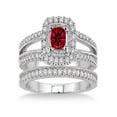 thumbnail image 1 of 2 Carat Ruby & Diamond Antique Bridal set Halo Ring on 10k White Gold, 1 of 1