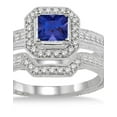 thumbnail image 1 of 2 Carat Sapphire and Diamond Antique Halo Bridal set on 10k White Gold, 1 of 2