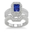 thumbnail image 1 of 2 Carat Sapphire and Diamond Antique Halo Bridal set on 10k White Gold, 1 of 2