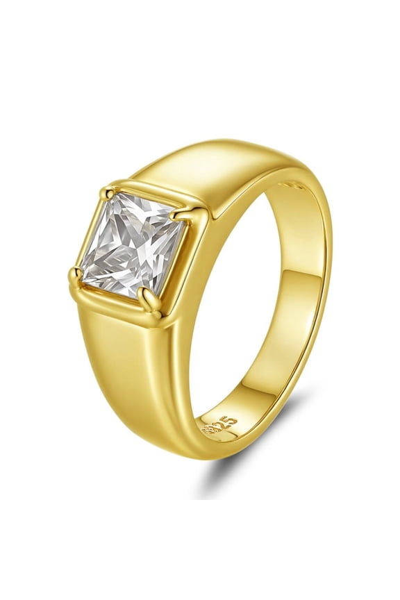 2 Carat Solitaire Moissanite Engagement Rings Unisex D Color VVS1 Clarity Square Gold Wedding Band 925 Sterling Silver Promise Ring Size 7-12