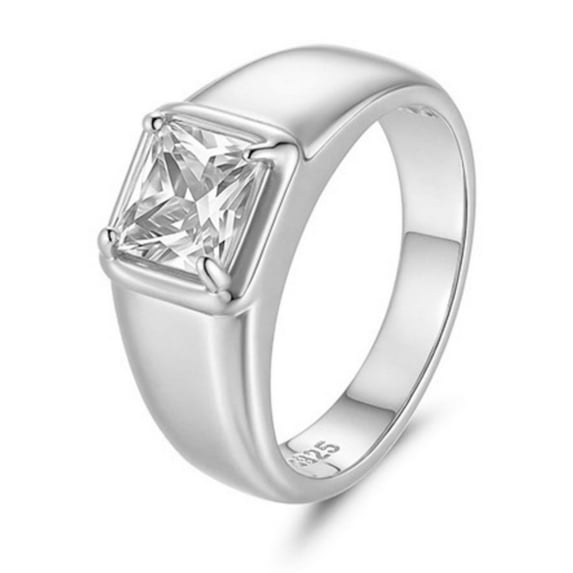 2 Carat Solitaire Moissanite Engagement Rings Unisex D Color VVS1 Clarity Square Gold Wedding Band 925 Sterling Silver Promise Ring Size 7-12