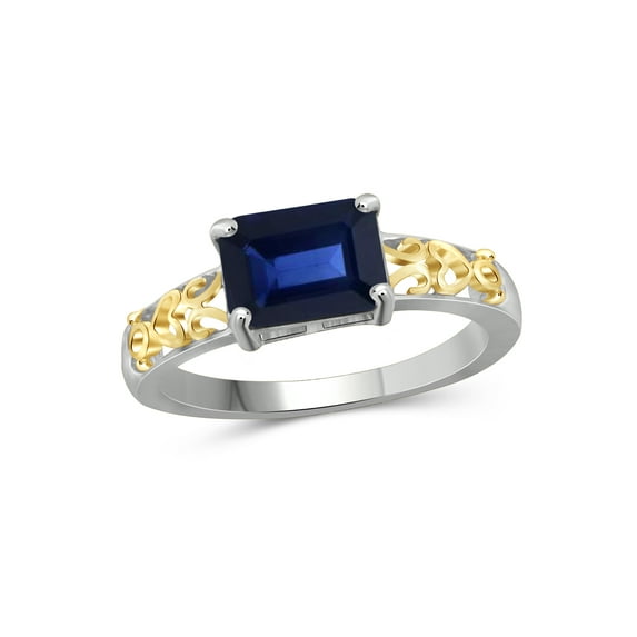2 Carat T.G.W. Sapphire Two-Tone Sterling Silver Fashion Ring